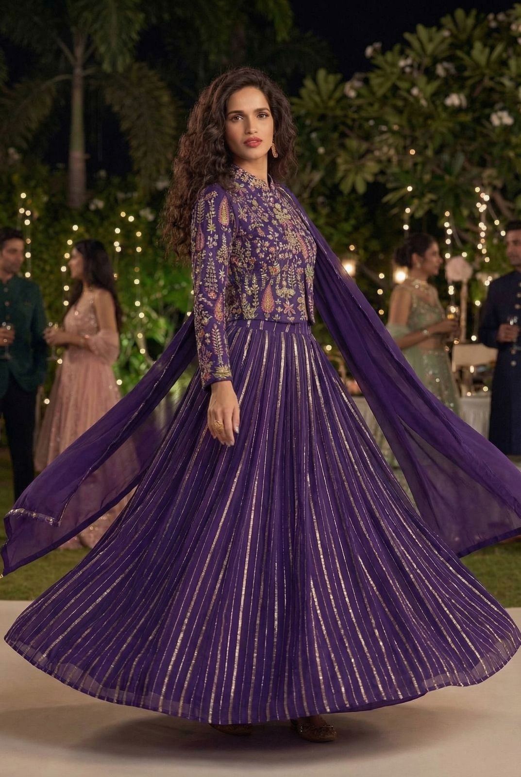 Seven Elegants Top Skirt Purple 1001